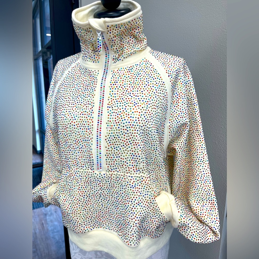NEW! Queen of Sparkles adorable rhinestone 1/2 zip pullover sweat.